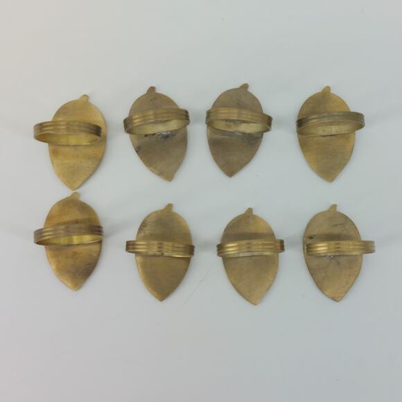 Leaves Napkin Ring Holders Brass Harvest Fall Gold Tone Thanksgiving Set of 8 - Picture 3 of 12